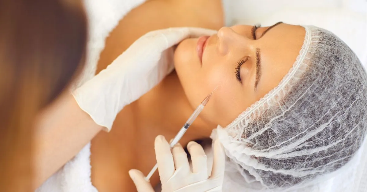 A woman receiving Botox injections on her face in Orlando, FL